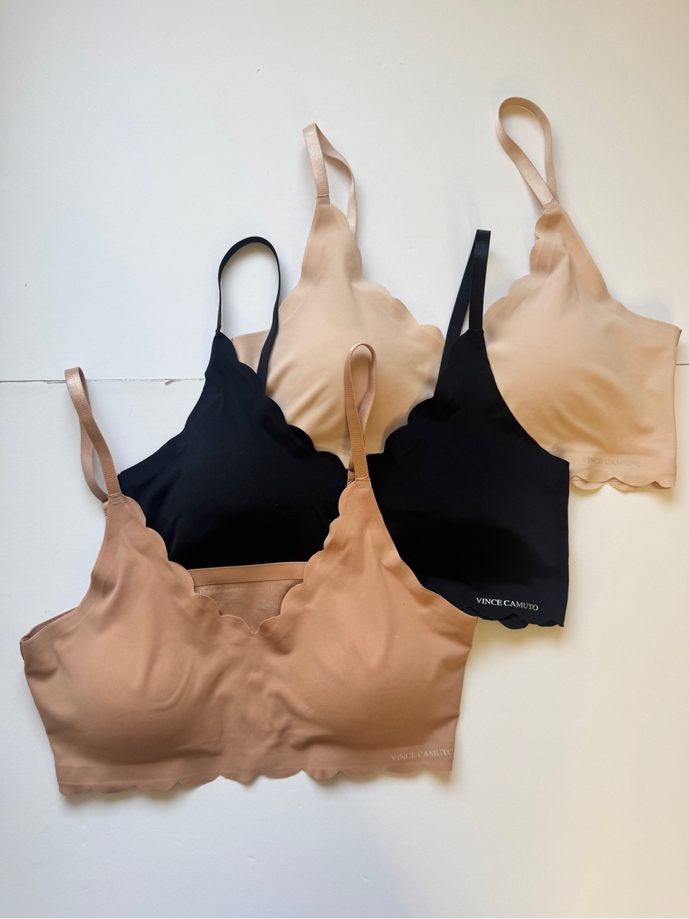 Bundle of 3 Vince Camuto Bralette Bra Black Tan Camel Stretch Pull On Sz L